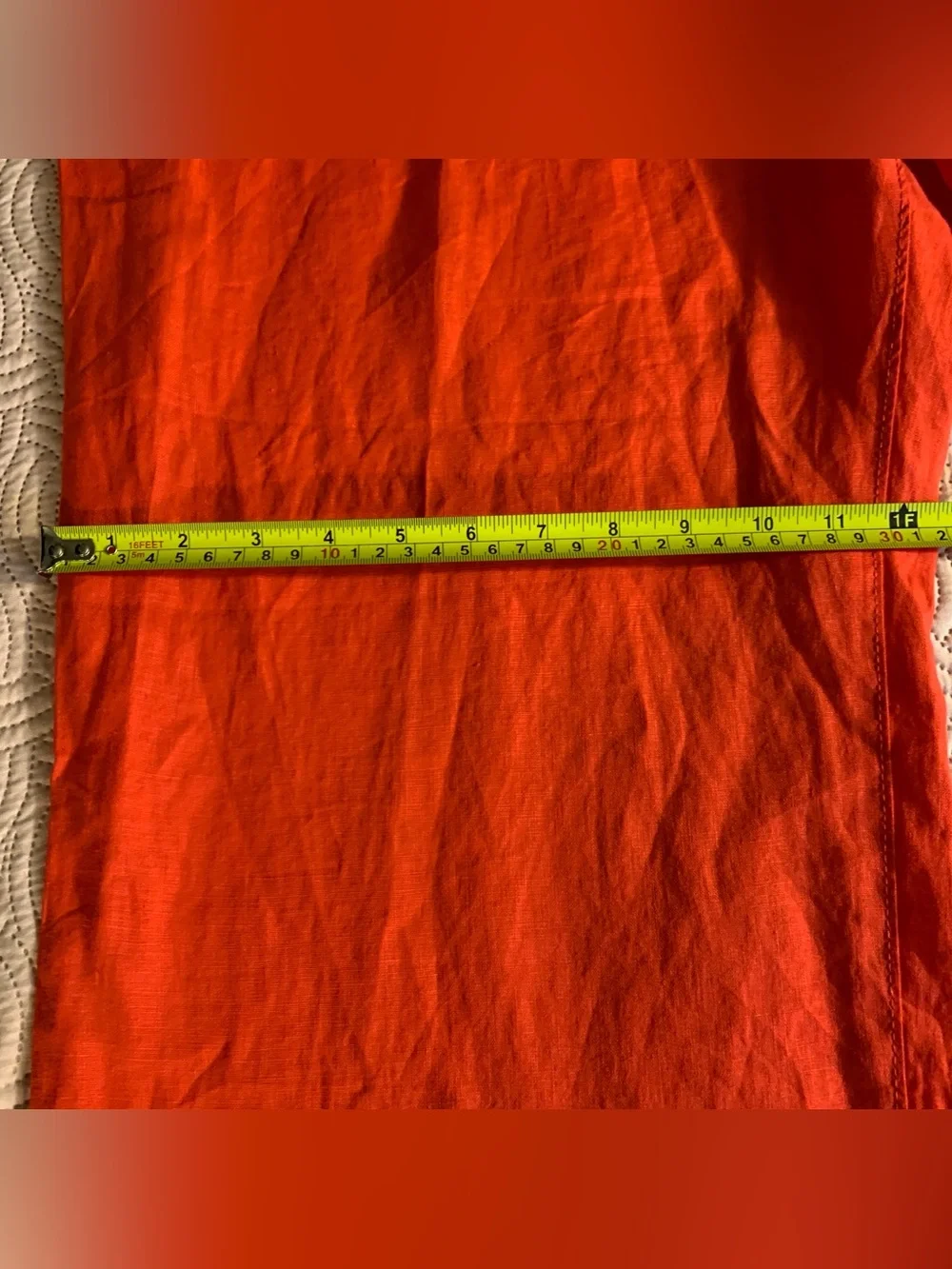 H&M Women's Bright Reddish Orange Cropped Linen-Blend Pants Women’s Size XL